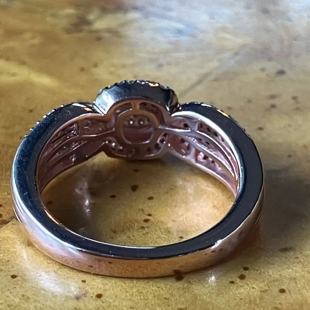 Natural Champagne Diamond Sterling Silver Ring Size 6